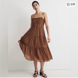 NWT Madewell Sophia Cami Tiered Midi Dress in Dot size 6